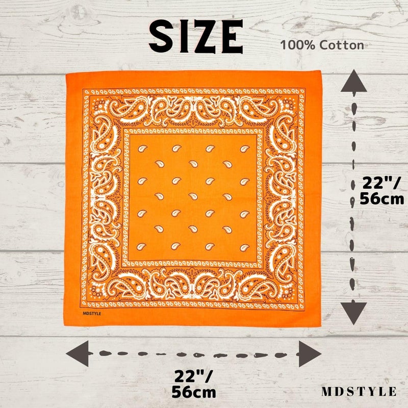 MD Style 100% Cotton Bandana for Men & Women 22" x 22" Paisley Pattern Handkerchief Headband Scarf - Image 4